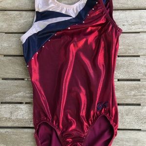 Red, Blue and White Gymnastics Leotard